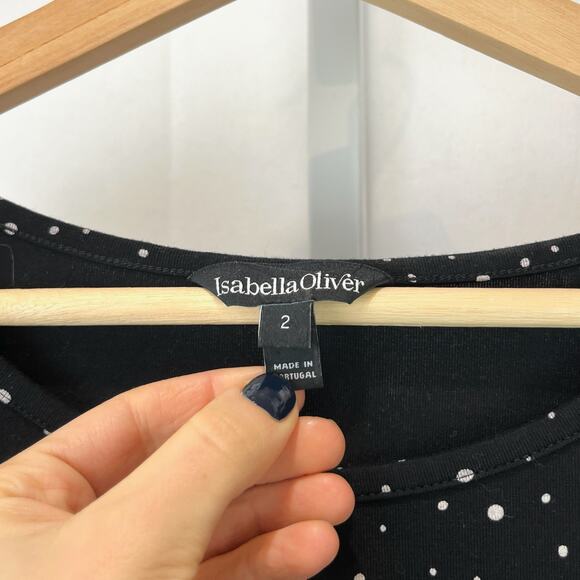 ISABELLA OLIVER  Size 2 US 6 S Amelie T Shirt Maternity Dress Polka Dot Black - Picture 3 of 10